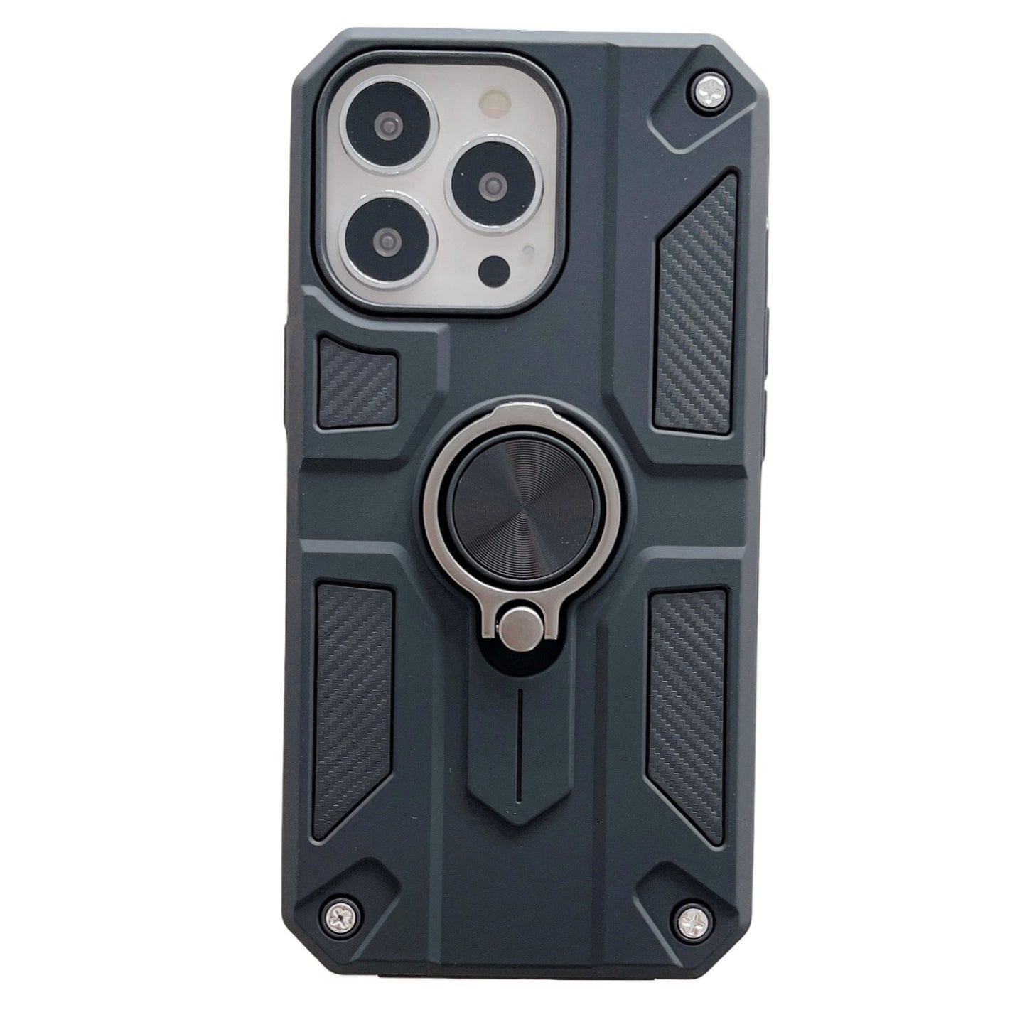 Husa protectie Flippy compatibila cu Apple iPhone 13 Defender Model 5 cu suport prindere inel,Negru-0