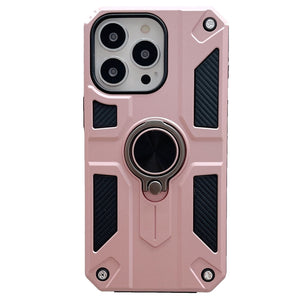 Husa protectie Flippy compatibila cu Apple iPhone 13 Defender Model 5 cu suport prindere inel,Roz Auriu-0