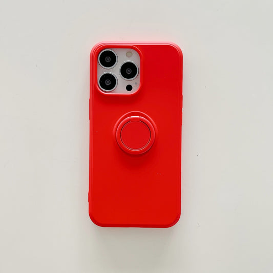Husa protectie Flippy compatibila cu Apple iPhone 13 Liquid Silicone Ring cu suport rotativ Rosu-1
