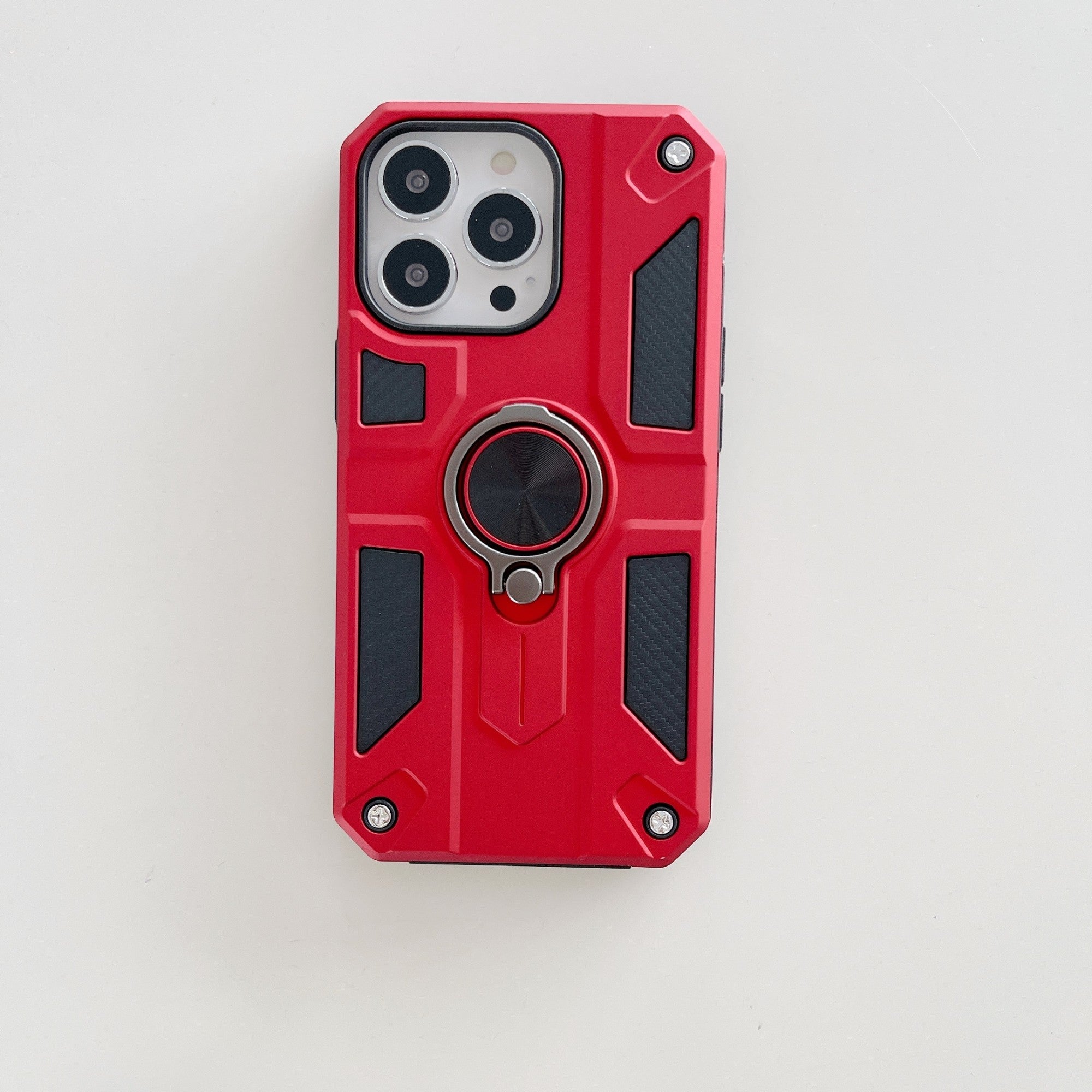 Husa protectie Flippy compatibila cu Apple iPhone 13 Mini Defender Model 5 cu suport prindere inel,Rosu-0