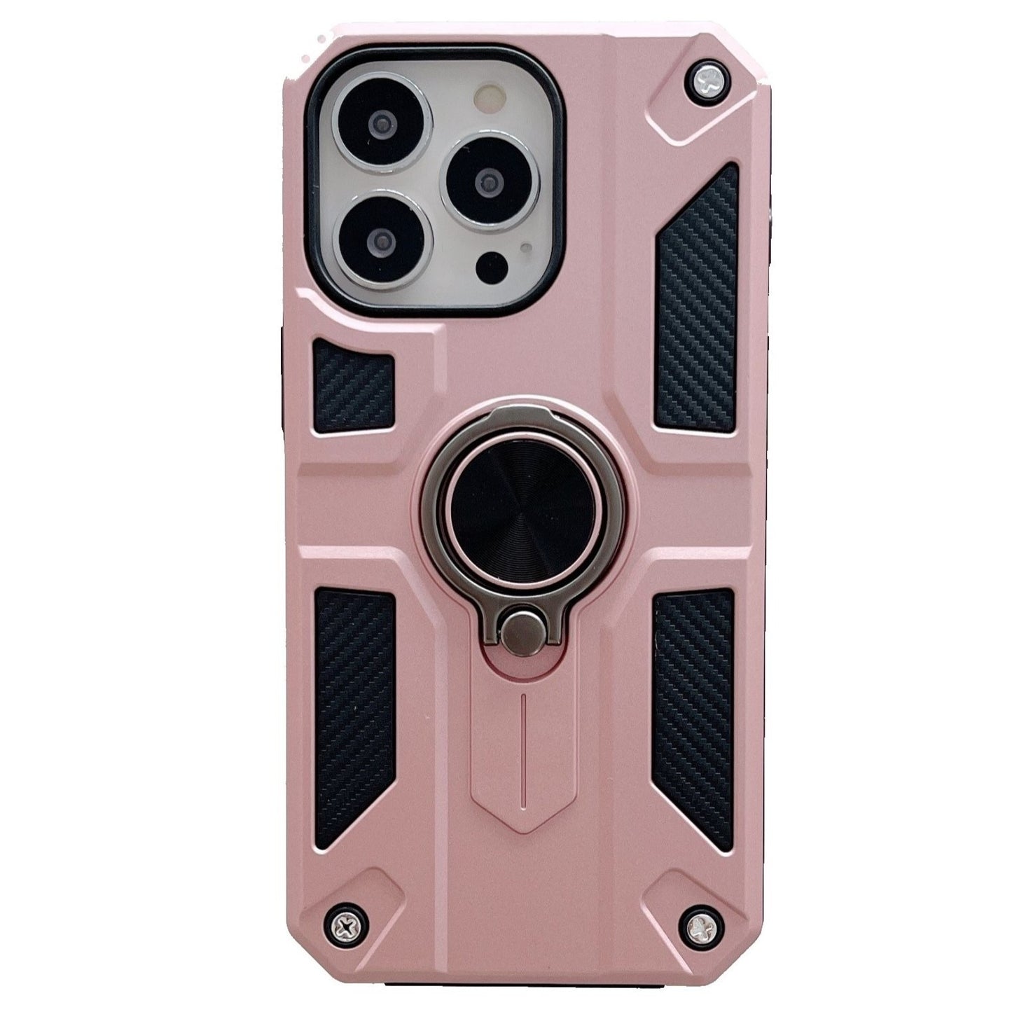 Husa protectie Flippy compatibila cu Apple iPhone 13 Mini Defender Model 5 cu suport prindere inel,Roz Auriu-0