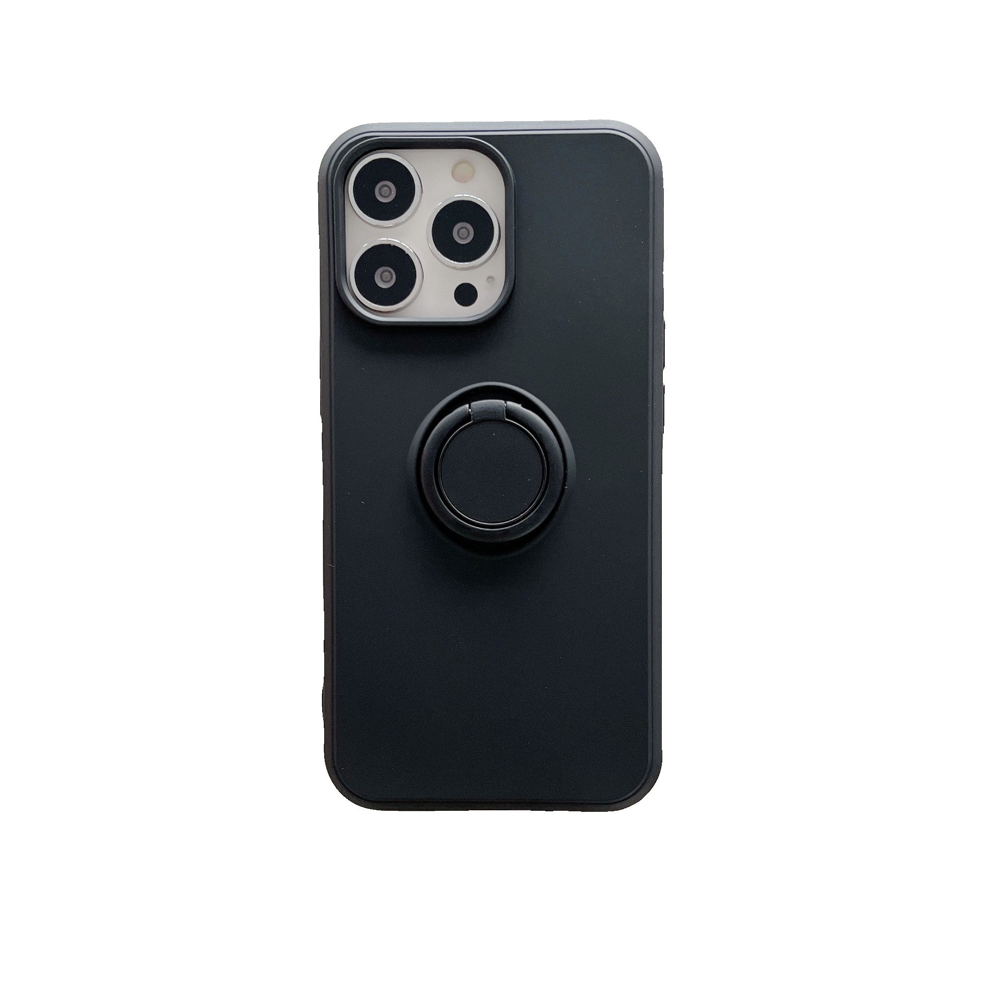 Husa protectie Flippy compatibila cu Apple iPhone 13 Mini Liquid Silicone Ring cu suport rotativ Negru-0