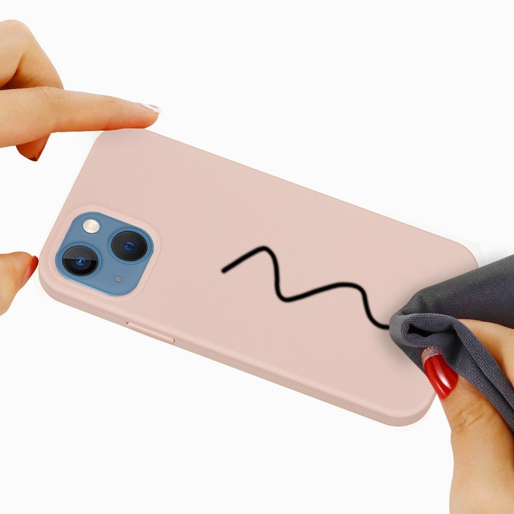 Husa protectie Flippy compatibila cu Apple iPhone 13 Mini Liquid Silicone Roz-3