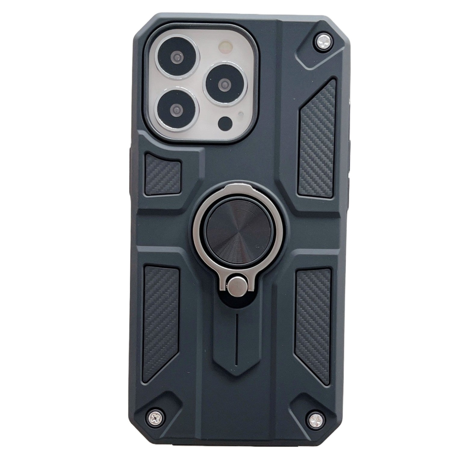 Husa protectie Flippy compatibila cu Apple iPhone 13 Pro Defender Model 5 cu suport prindere inel,Negru-0