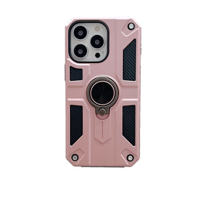 Husa protectie Flippy compatibila cu Apple iPhone 13 Pro Defender Model 5 cu suport prindere inel,Roz Auriu-0