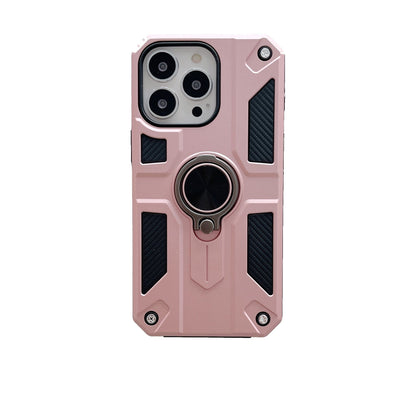 Husa protectie Flippy compatibila cu Apple iPhone 13 Pro Defender Model 5 cu suport prindere inel,Roz Auriu-0