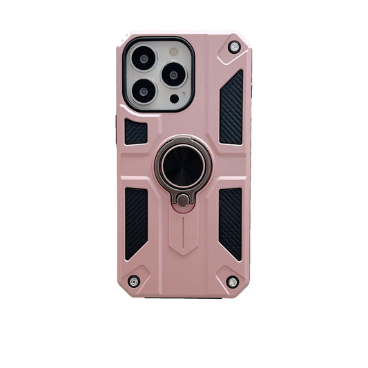 Husa protectie Flippy compatibila cu Apple iPhone 13 Pro Defender Model 5 cu suport prindere inel,Roz Auriu-0