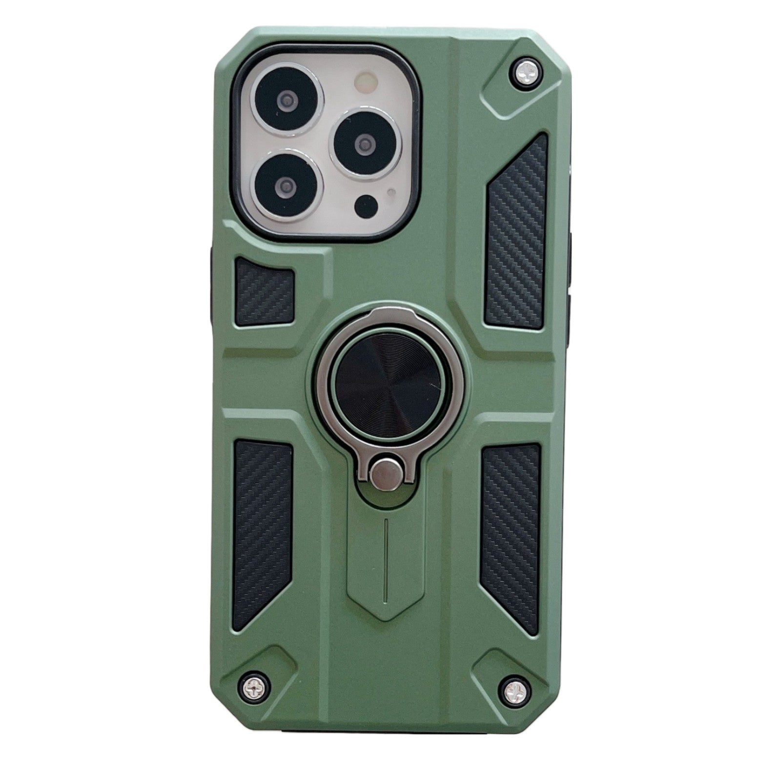 Husa protectie Flippy compatibila cu Apple iPhone 13 Pro Defender Model 5 cu suport prindere inel,Verde-0