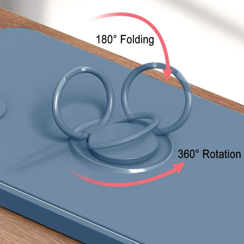Husa protectie Flippy compatibila cu Apple iPhone 13 Pro Liquid Silicone Ring cu suport rotativ Albastru deschis-7