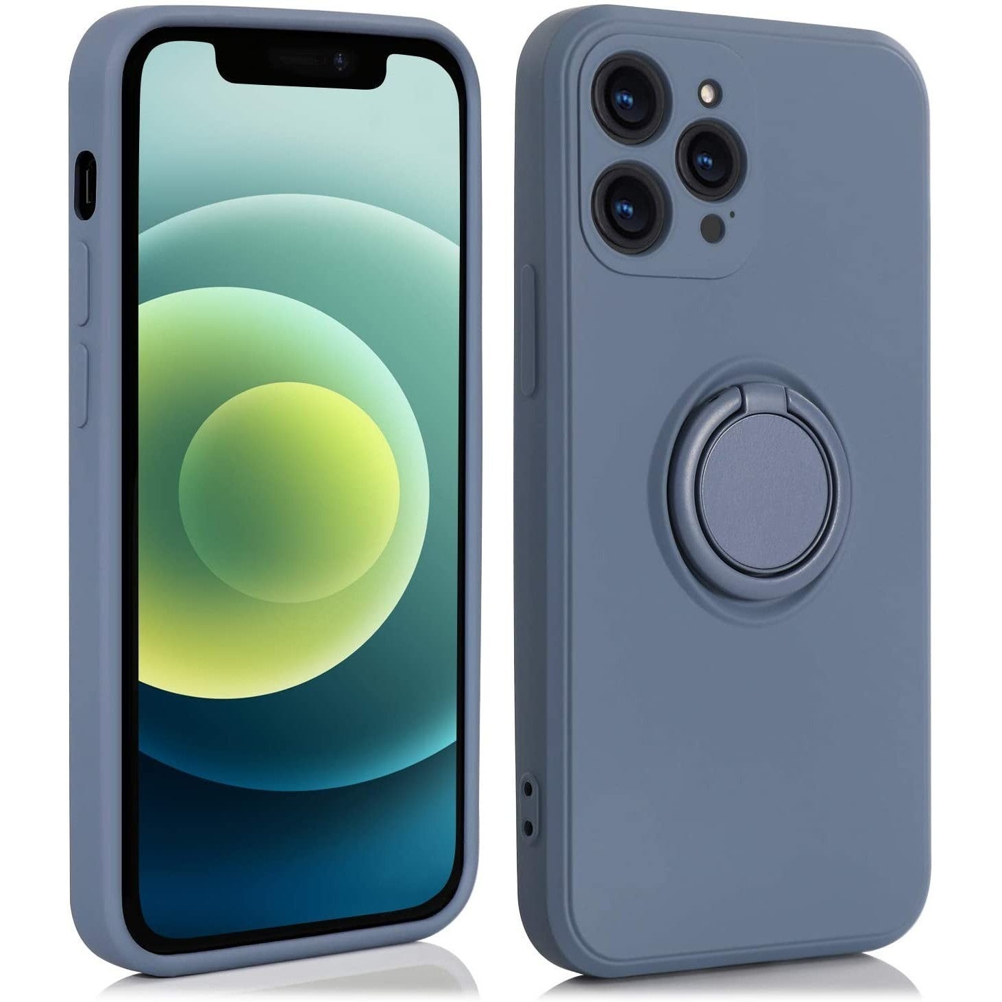 Husa protectie Flippy compatibila cu Apple iPhone 13 Pro Liquid Silicone Ring cu suport rotativ Albastru deschis-0