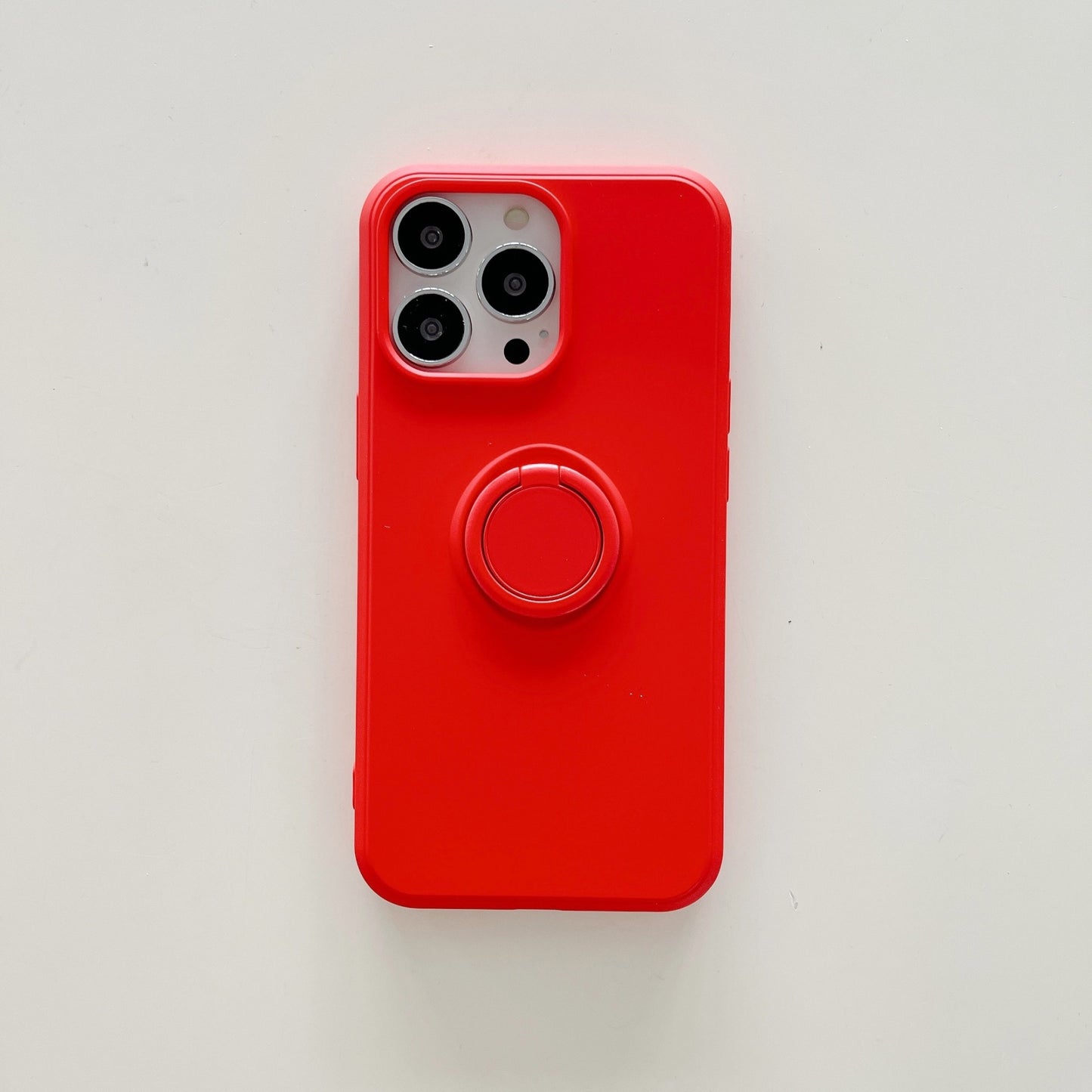 Husa protectie Flippy compatibila cu Apple iPhone 13 Pro Liquid Silicone Ring cu suport rotativ Rosu-1