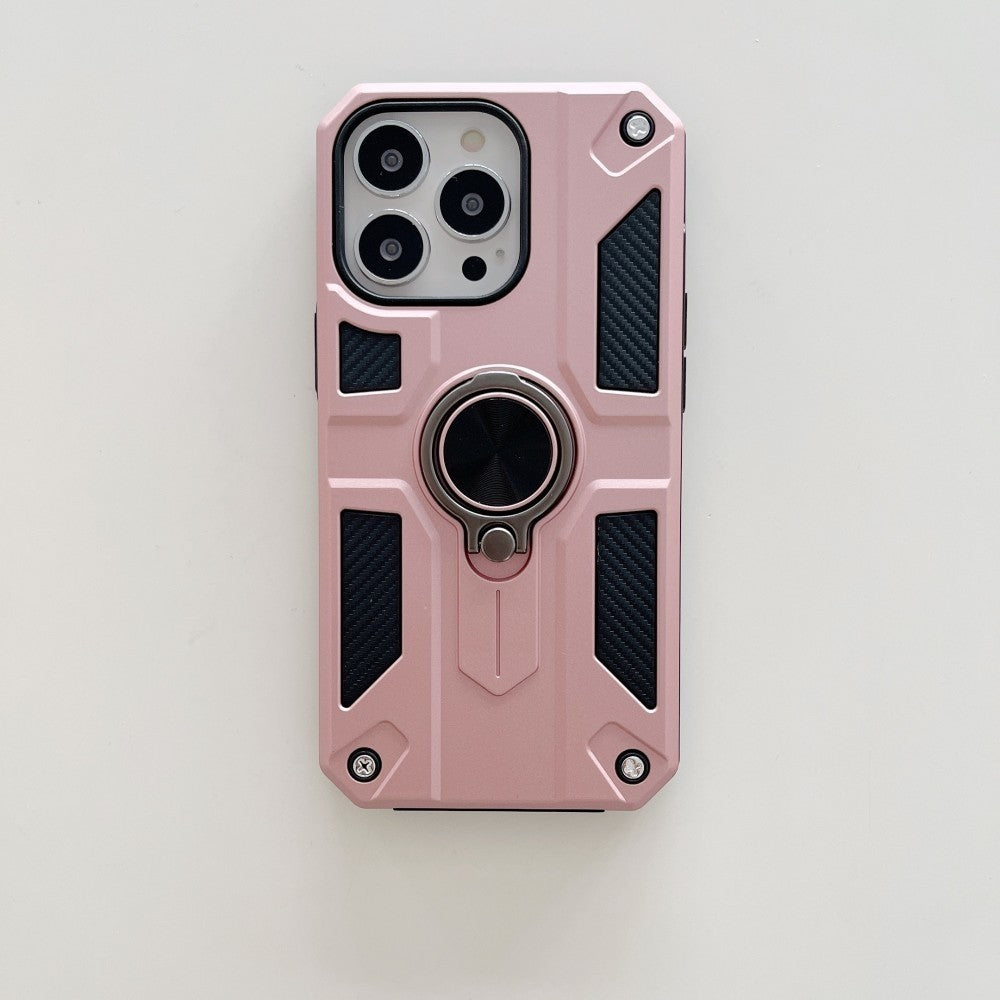 Husa protectie Flippy compatibila cu Apple iPhone 13 Pro Max Defender Model 5 cu suport prindere inel,Roz Auriu-2