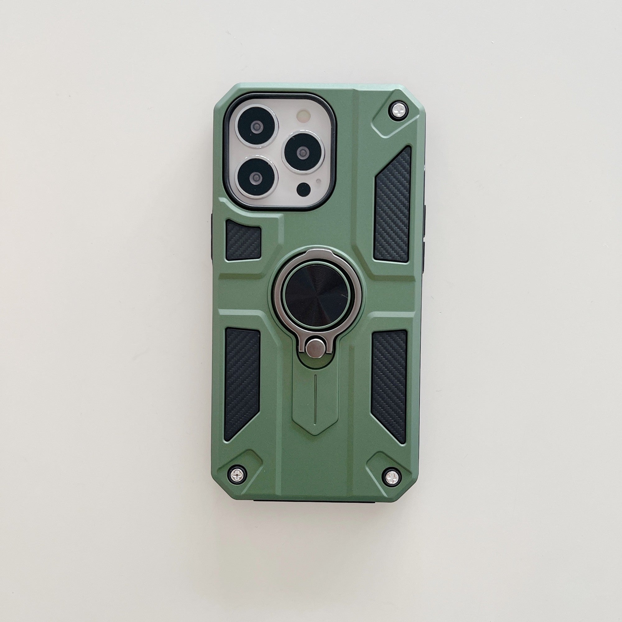 Husa protectie Flippy compatibila cu Apple iPhone 13 Pro Max Defender Model 5 cu suport prindere inel,Verde-0