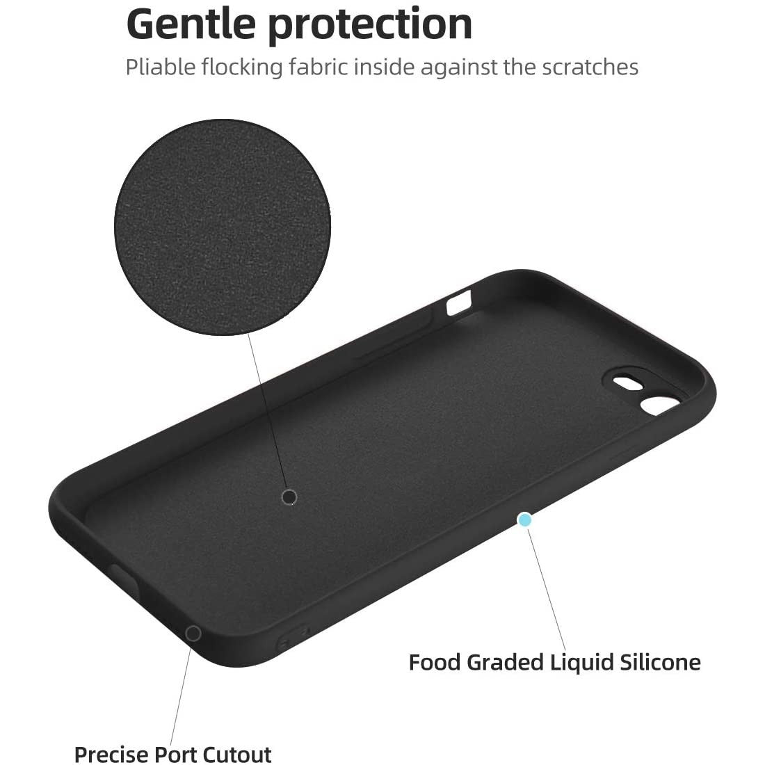 Husa protectie Flippy compatibila cu Apple iPhone 7/8/SE 2020 Liquid Silicone Ring cu suport rotativ Negru-5