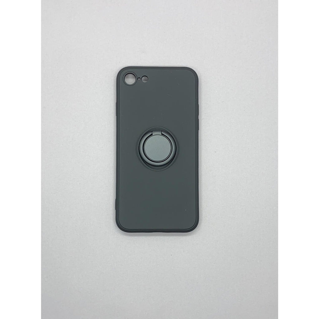 Husa protectie Flippy compatibila cu Apple iPhone 7/8/SE 2020 Liquid Silicone Ring cu suport rotativ Negru-7