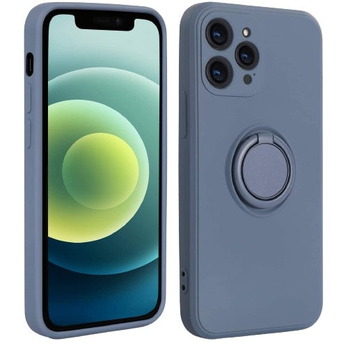 Husa protectie Flippy compatibila cu Apple iPhone XR Liquid Silicone Ring cu suport rotativ Albastru deschis-0
