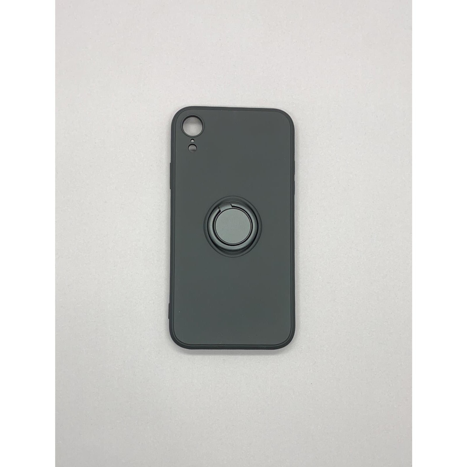 Husa protectie Flippy compatibila cu Apple iPhone XR Liquid Silicone Ring cu suport rotativ Negru-2
