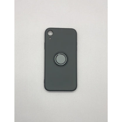 Husa protectie Flippy compatibila cu Apple iPhone XR Liquid Silicone Ring cu suport rotativ Negru-2