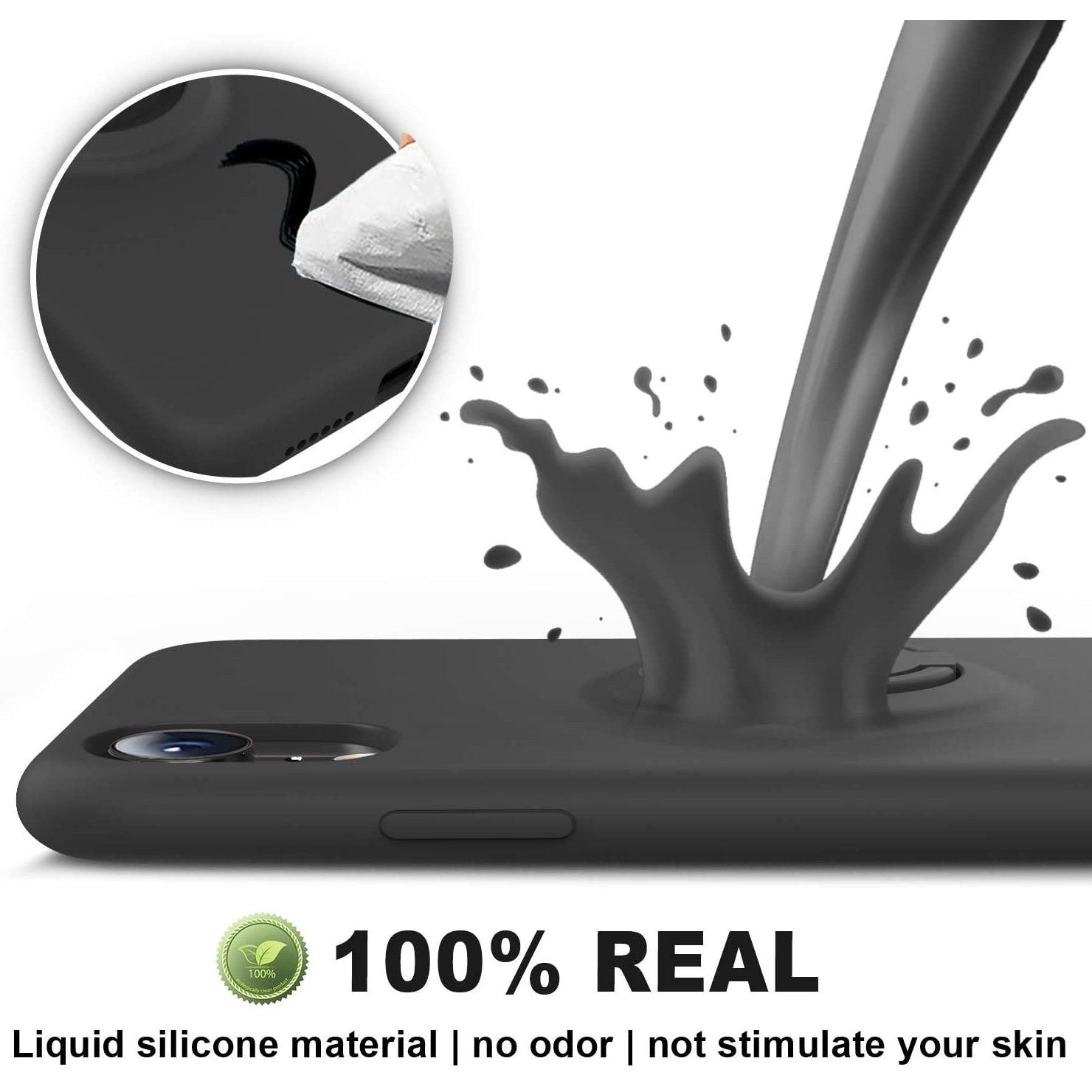 Husa protectie Flippy compatibila cu Apple iPhone XR Liquid Silicone Ring cu suport rotativ Negru-5