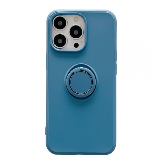Husa protectie Flippy compatibila cu Huawei P Smart 2021 Liquid Silicone Ring cu suport rotativ Albastru-0