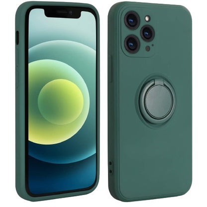 Husa protectie Flippy compatibila cu Huawei P Smart 2021 Liquid Silicone Ring cu suport rotativ Verde-0
