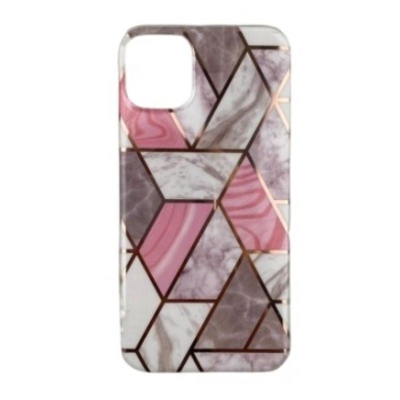 Husa protectie Flippy compatibila cu Huawei P Smart 2021 Soft IMD TPU Marble Geometric Alb-0