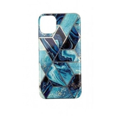 Husa protectie Flippy compatibila cu Huawei P Smart 2021 Soft IMD TPU Marble Geometric Albastru-11