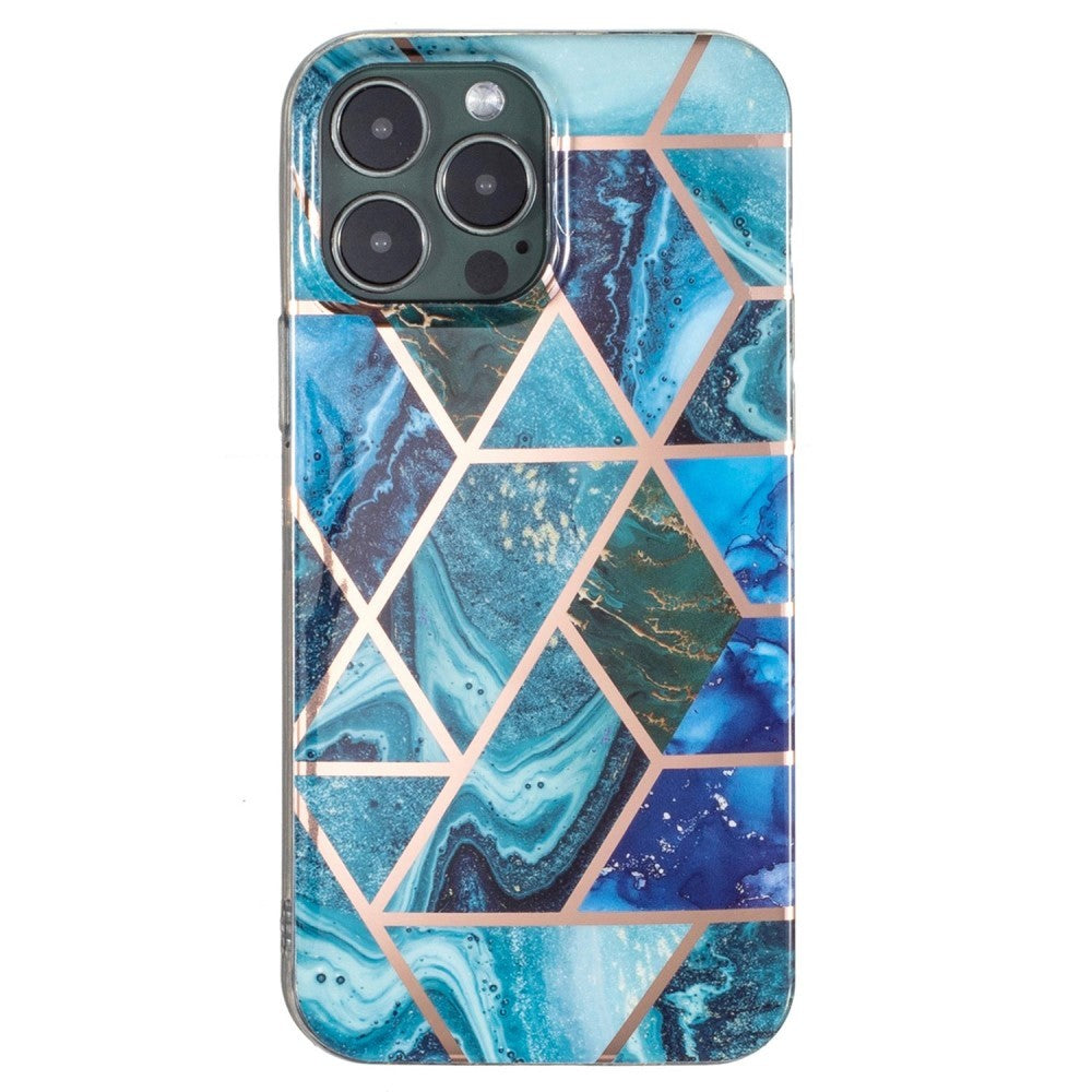 Husa protectie Flippy compatibila cu Huawei P Smart 2021 Soft IMD TPU Marble Geometric Albastru-0