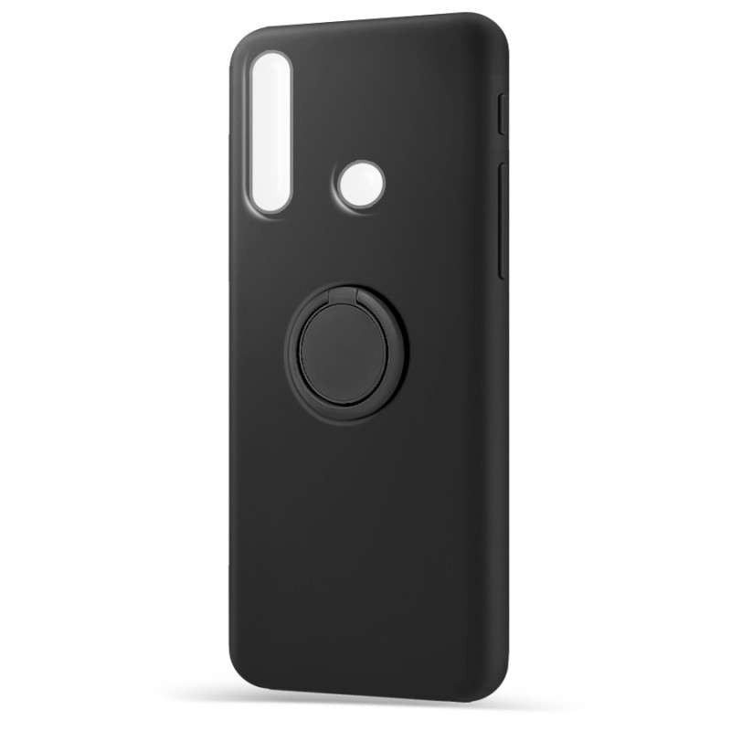 Husa protectie Flippy compatibila cu Huawei P30 Lite Liquid Silicone Ring cu suport rotativ Negru-1
