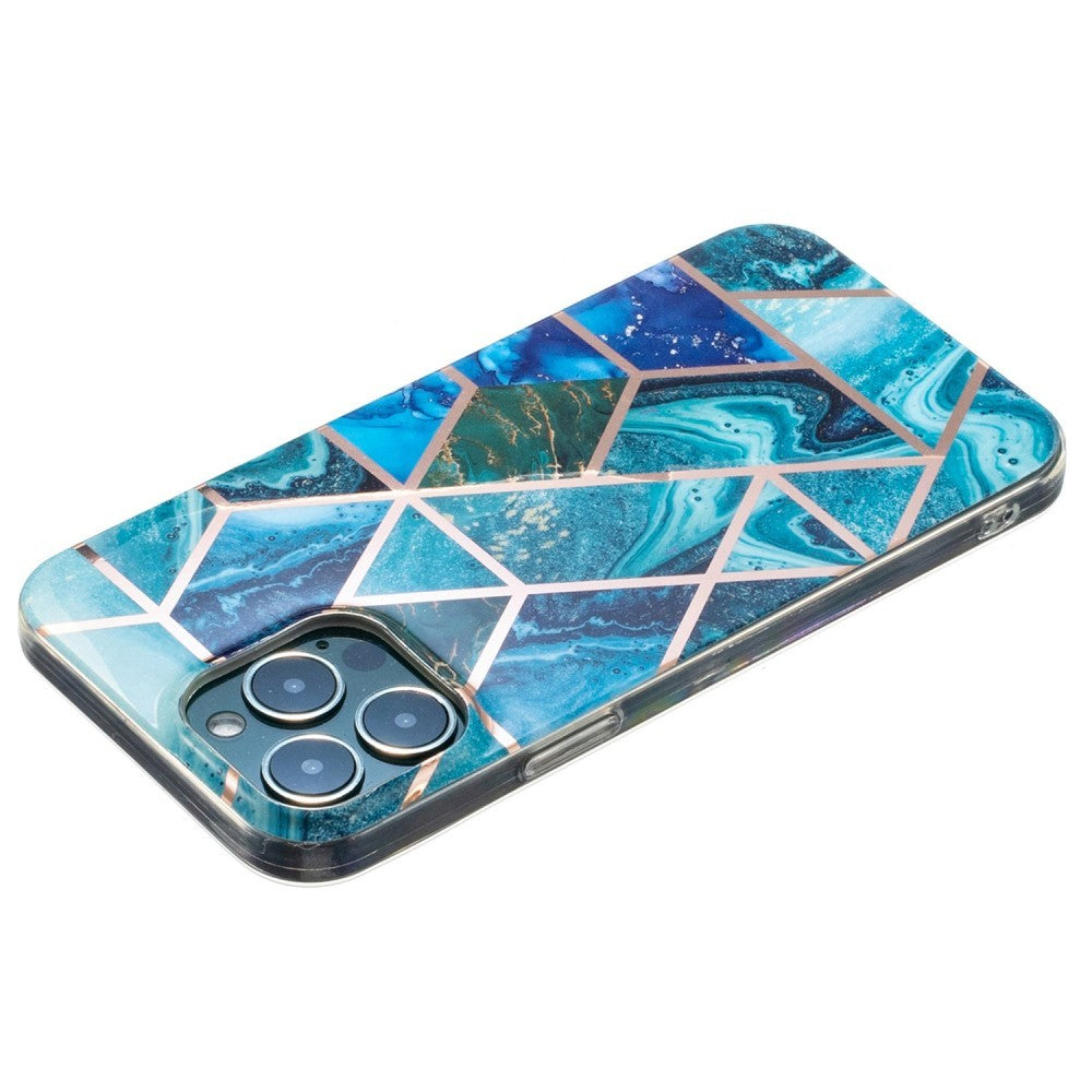 Husa protectie Flippy compatibila cu Huawei P30 Lite Soft IMD TPU Marble Geometric Albastru-4