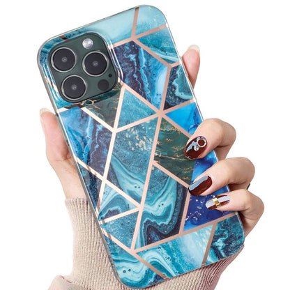 Husa protectie Flippy compatibila cu Huawei P40 Lite 5G / Nova 7 SE Soft IMD TPU Marble Geometric Albastru-6