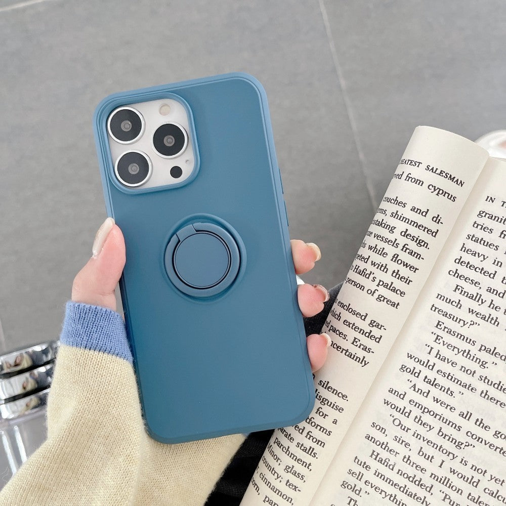 Husa protectie Flippy compatibila cu Huawei P40 Lite Liquid Silicone Ring cu suport rotativ Albastru-1