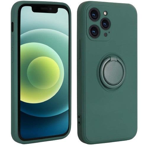Husa protectie Flippy compatibila cu Huawei P40 Lite Liquid Silicone Ring cu suport rotativ Verde-0