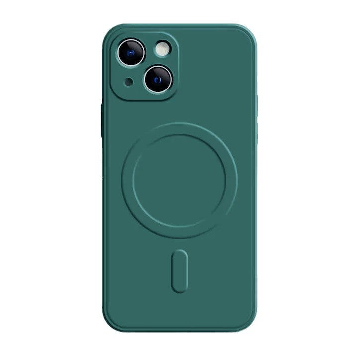 Husa Protectie Flippy Compatibila cu iPhone 14, Liquid MagSafe, Ring-Shaped, Magnetica, Verde-0