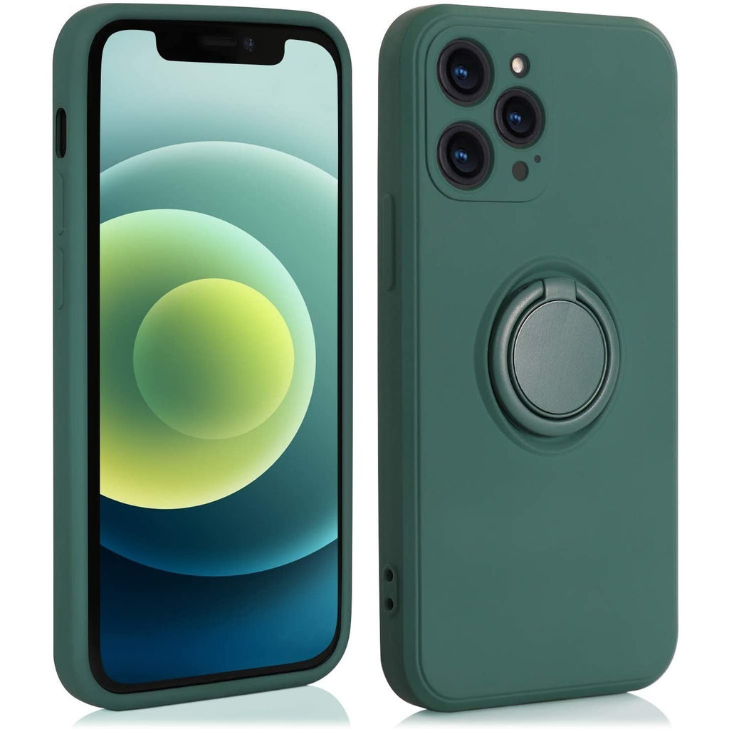 Husa protectie Flippy compatibila cu Samsung A21S Liquid Silicone Ring cu suport rotativ Verde-0