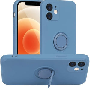 Husa protectie Flippy compatibila cu Samsung A32 5G Liquid Silicone Ring cu suport rotativ Albastru deschis-0