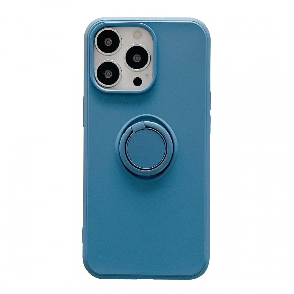 Husa protectie Flippy compatibila cu Samsung A51 4G Liquid Silicone Ring cu suport rotativ Albastru-0