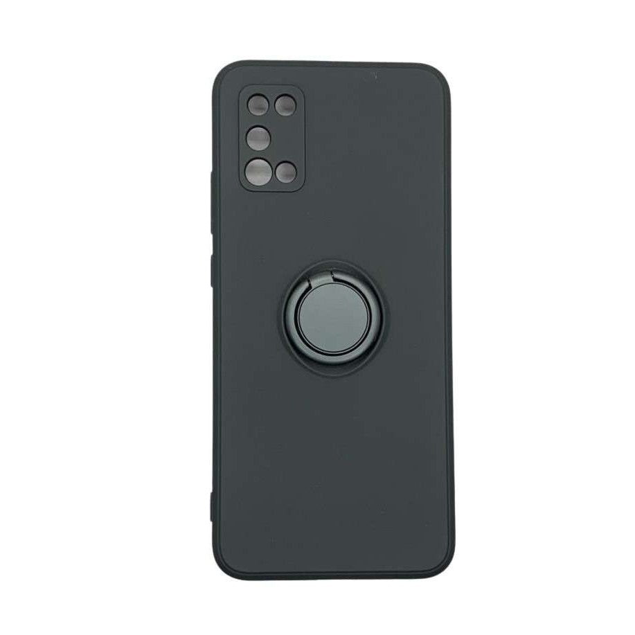 Husa protectie Flippy compatibila cu Samsung Galaxy A02S Liquid Silicone Ring cu suport rotativ Negru-0