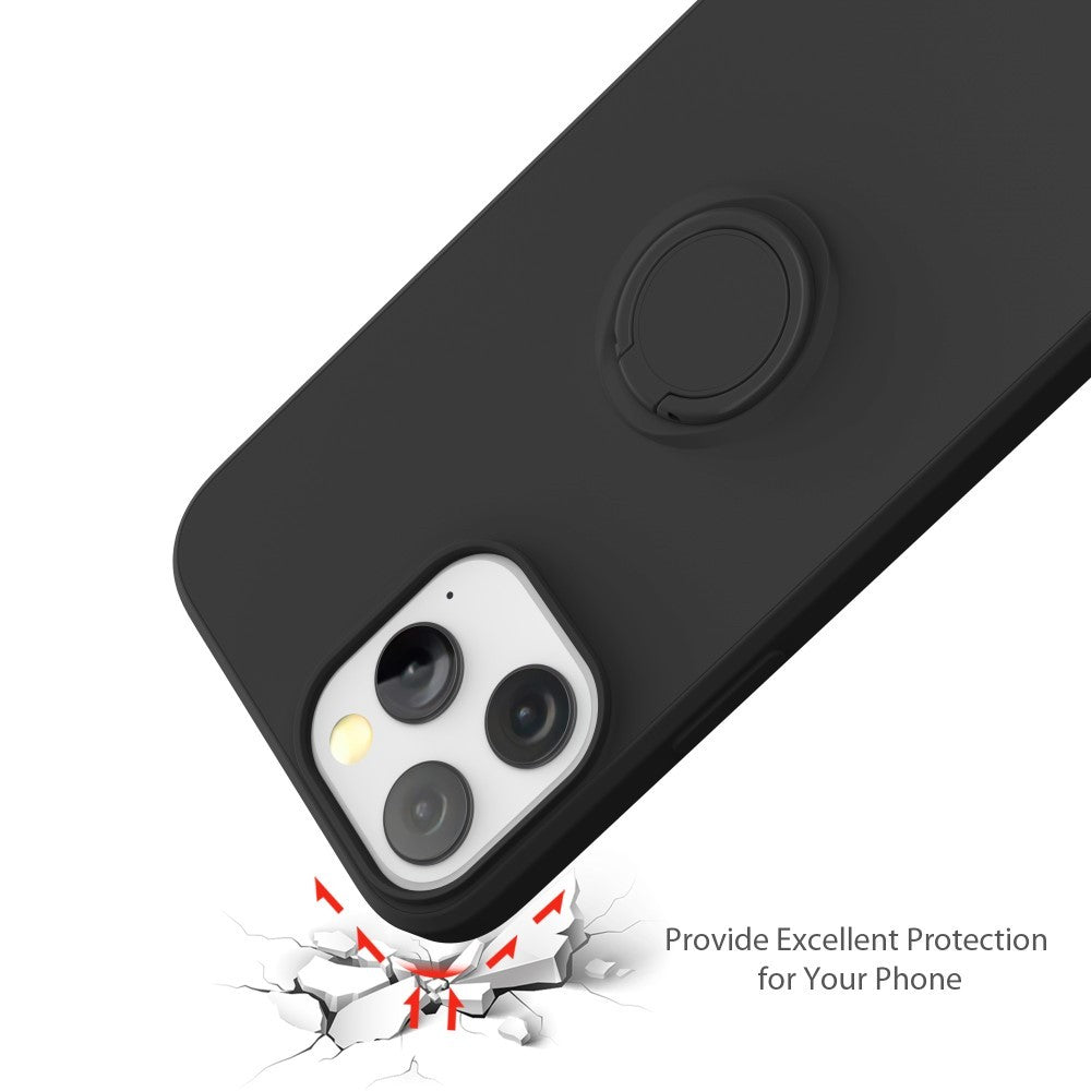Husa protectie Flippy compatibila cu Samsung Galaxy A12 Liquid Silicone Ring cu suport rotativ Negru-4
