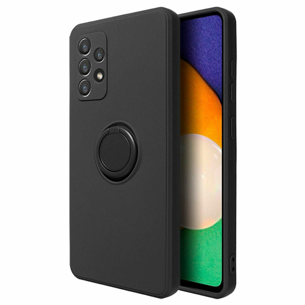 Husa protectie Flippy compatibila cu Samsung Galaxy A32 5G Liquid Silicone Ring cu suport rotativ Negru-0