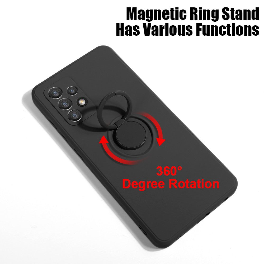 Husa protectie Flippy compatibila cu Samsung Galaxy A32 5G Liquid Silicone Ring cu suport rotativ Negru-8