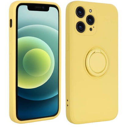 Husa protectie Flippy compatibila cu Samsung Galaxy A71 Liquid Silicone Ring cu suport rotativ Galben-0