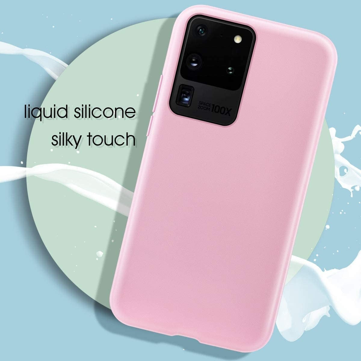Husa protectie Flippy compatibila cu Samsung S20 Ultra Liquid Silicone Case Roz-1