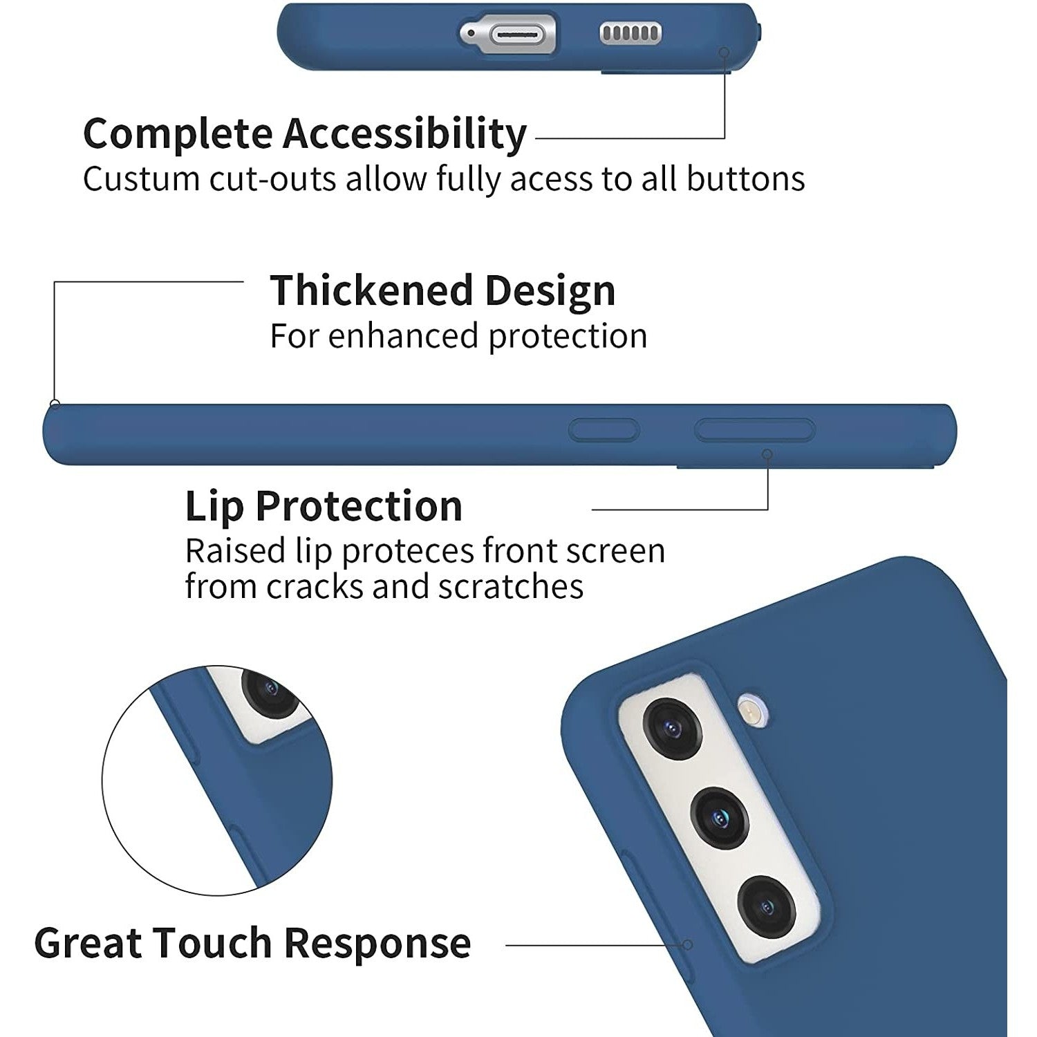 Husa protectie Flippy compatibila cu Samsung S21 5G Liquid Silicone Case Albastru inchis-2