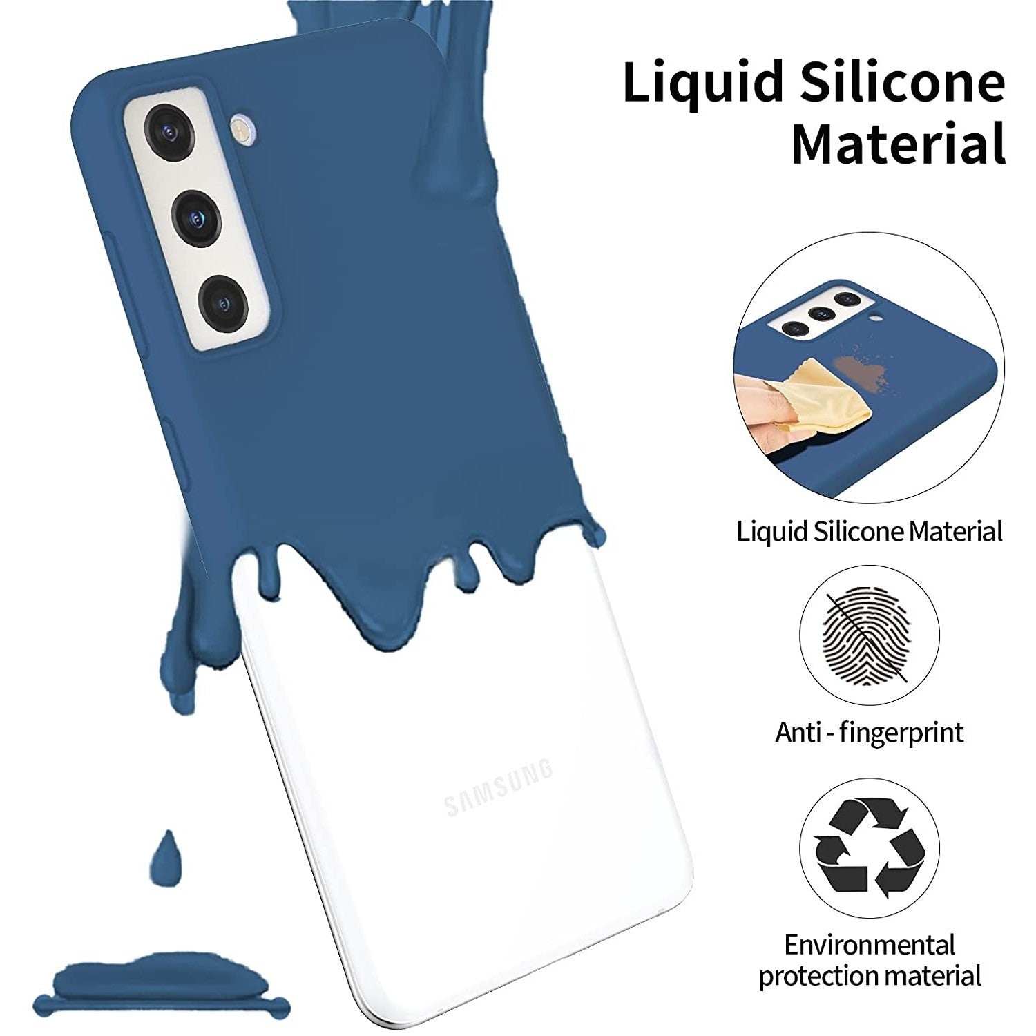 Husa protectie Flippy compatibila cu Samsung S21 5G Liquid Silicone Case Albastru inchis-3