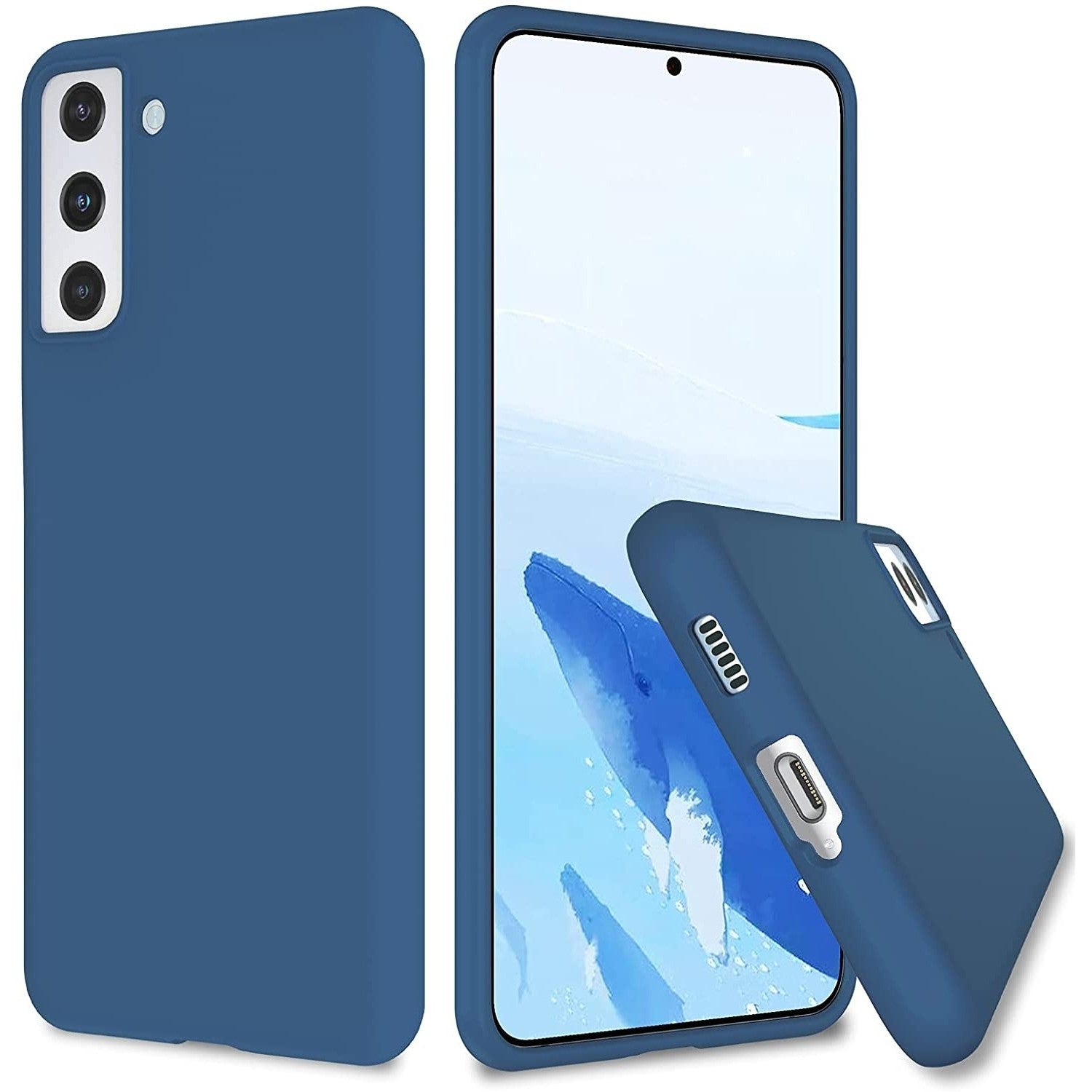 Husa protectie Flippy compatibila cu Samsung S21 5G Liquid Silicone Case Albastru inchis-0