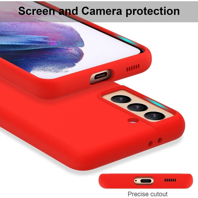 Husa protectie Flippy compatibila cu Samsung S21 5G Liquid Silicone Case Rosu-2