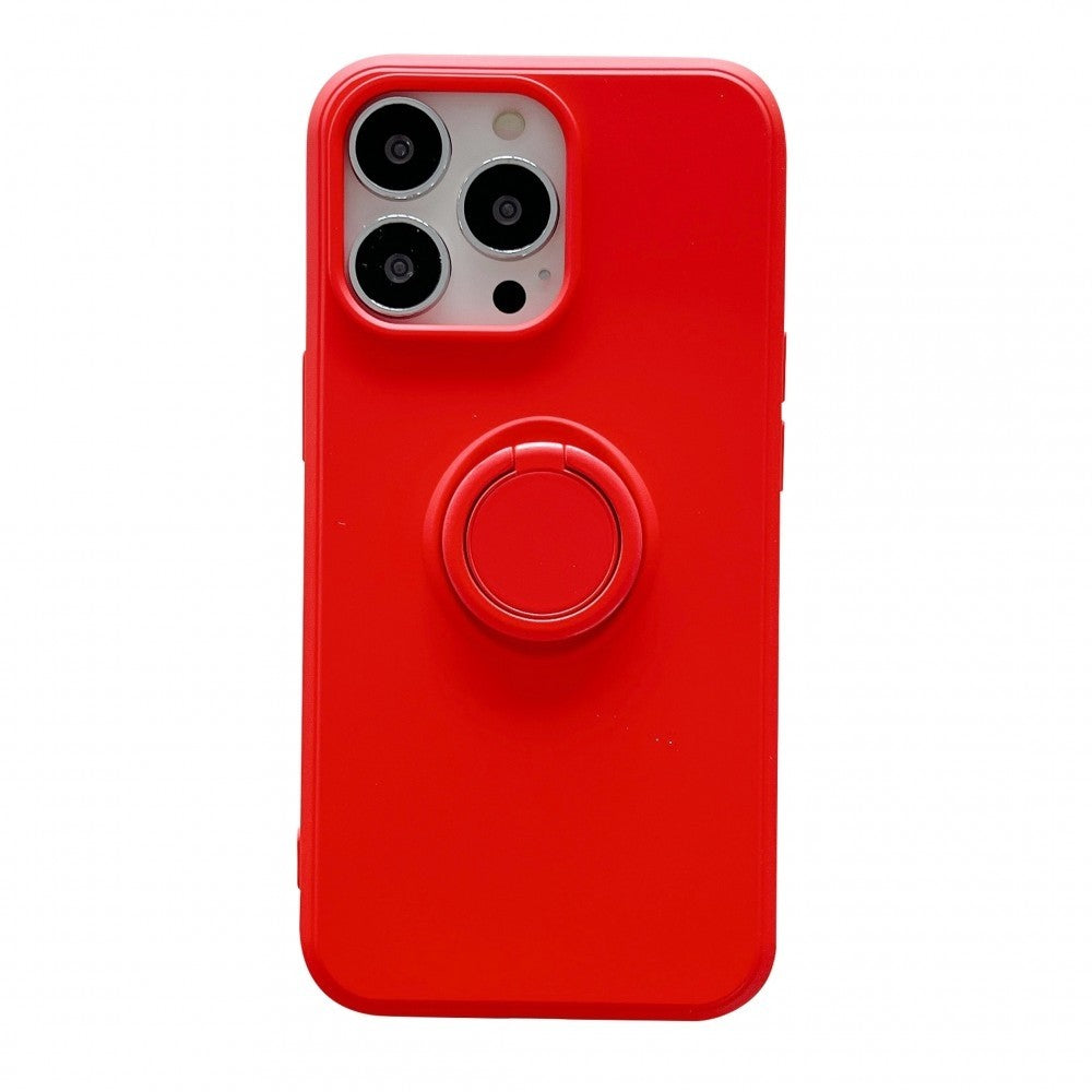 Husa protectie Flippy compatibila Samsung A51 4G Liquid Silicone Ring cu suport rotativ Rosu-0
