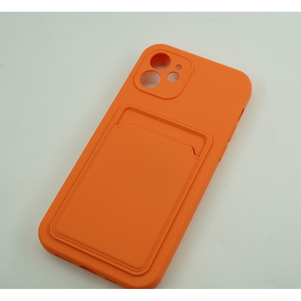 Husa protectie Flippy cu suport card compatibila cu Apple iPhone 12 Portocaliu-2