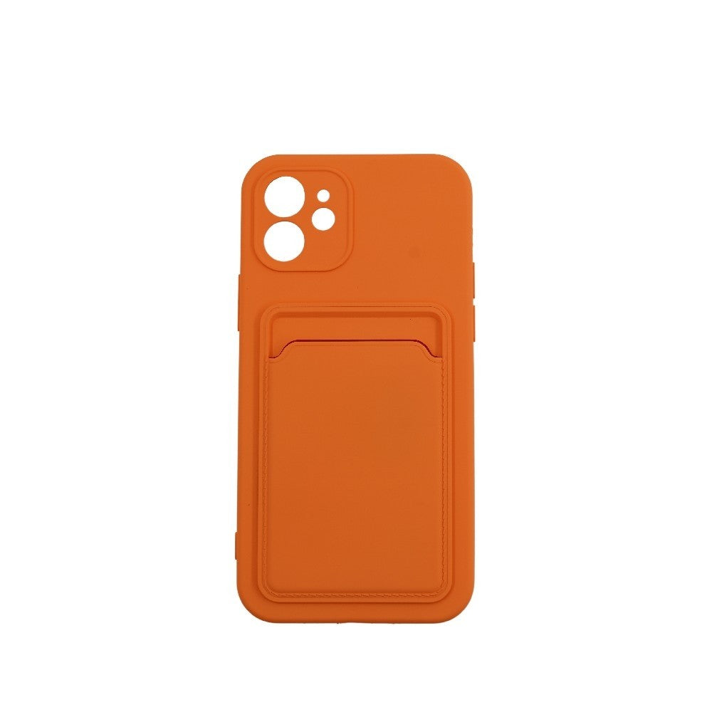 Husa protectie Flippy cu suport card compatibila cu Apple iPhone 12 Portocaliu-0